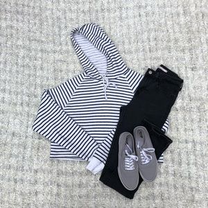 H&M Striped Cropped Hoodie